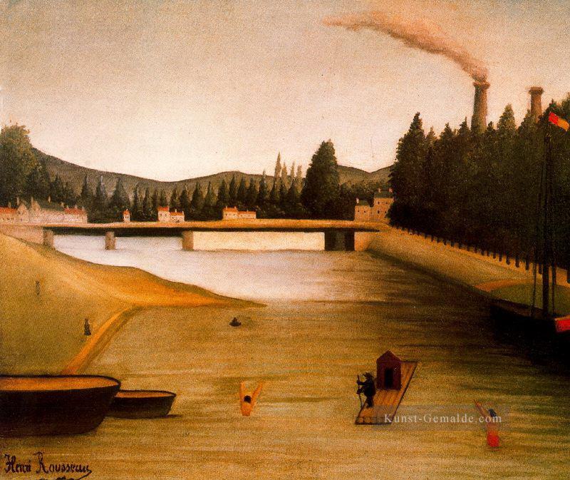 Baden in alfortville Henri Rousseau Post Impressionismus Naive Primitivismus Ölgemälde